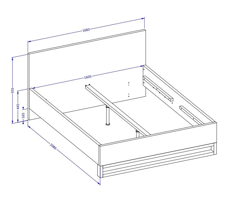 Łóżko HALLE 160x200 dąb wotan mat/czarne z pojemnikiem I sklep meblowy MIRAT. styl LOFT, SKANDYNAWSKI kolekcja HALLE