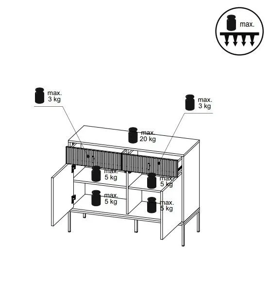 Komoda MAGGIORE 2D2S 104 czarna mat glamour I sklep meblowy MIRAT. styl GLAMOUR, RYFLOWANY kolekcja MAGGIORE