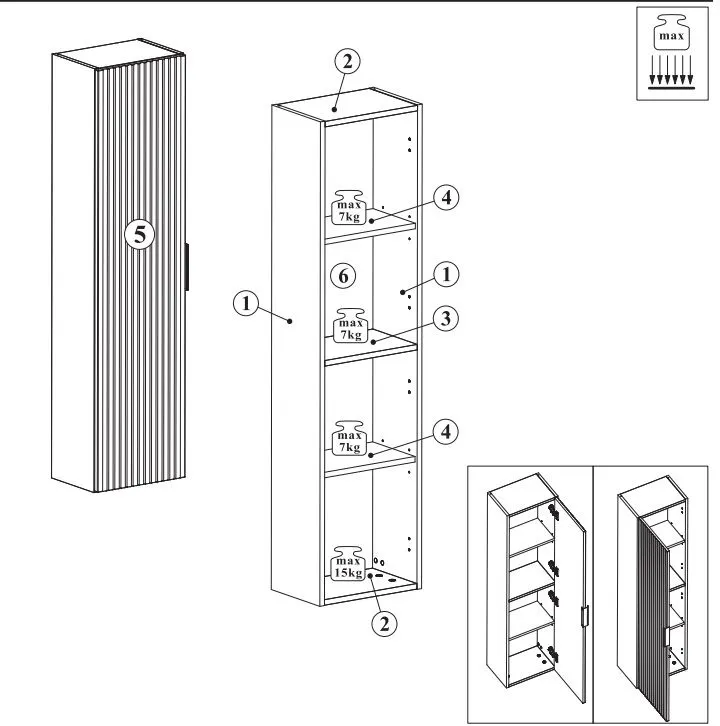 Szafka łazienkowa ADEL CASHMERE 80-01-1D 35cm kaszmirowa wysoki słupek I sklep meblowy MIRAT.  kolekcja ADEL