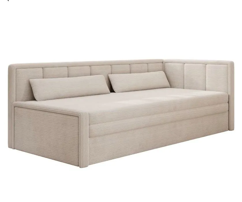 Młodzieżowa sofa rozkładana z funkcją spania FULGEO beżowa prawa I sklep meblowy MIRAT.