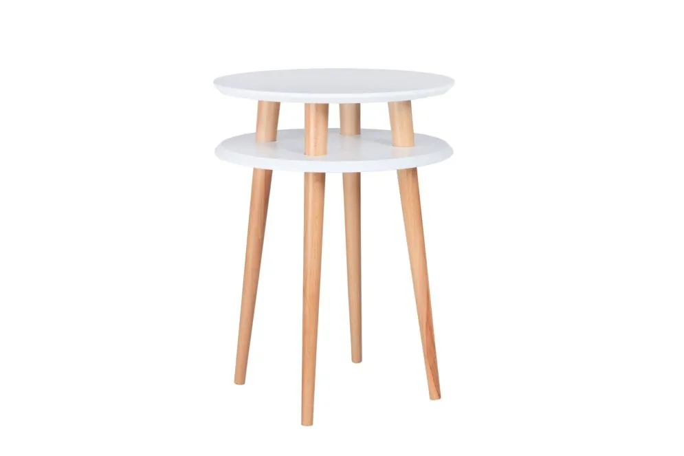 Stolik kawowy UFO HIGH biały okrągły do salonu | MIRAT. w stylu SKANDYNAWSKI kolekcja