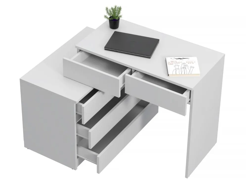 Biurko młodzieżowe KATTA biały mat z kontenerkiem | MIRAT.