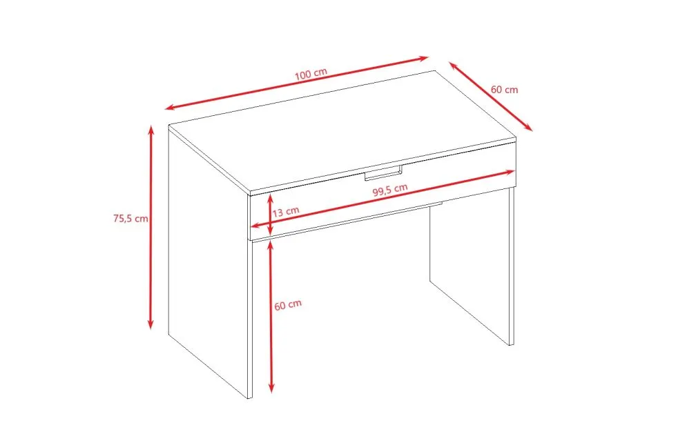 Biurko TOMI białe z szufladą polskie | MIRAT.  kolekcja TOMI