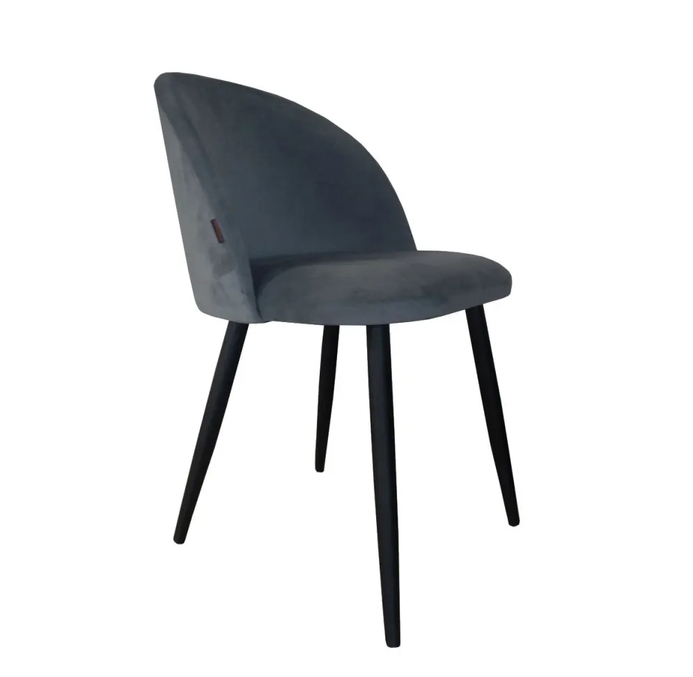 Krzesło CLAUDINE 1 BL VELVET ciemno szare kubełkowe na czarnych nogach | MIRAT. w stylu  kolekcja