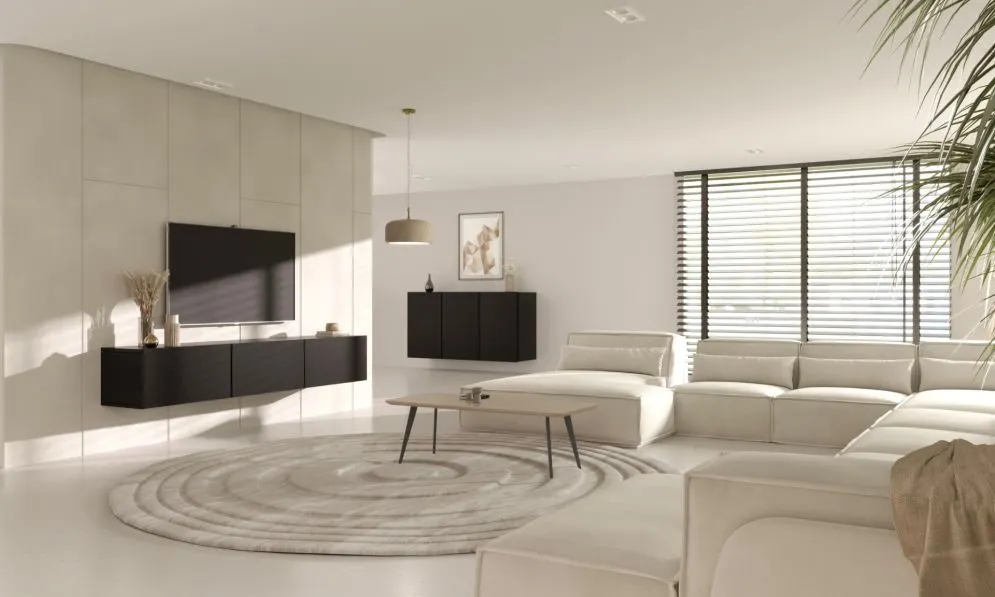 Szafka RTV GABI 180cm czarna wisząca laminowana I sklep meblowy MIRAT.  kolekcja GABI