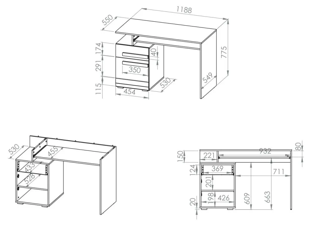 Biurko BIANKA sosna śnieżna/szare z półką na klawiaturę I sklep meblowy MIRAT. styl SKANDYNAWSKI kolekcja BIANKA