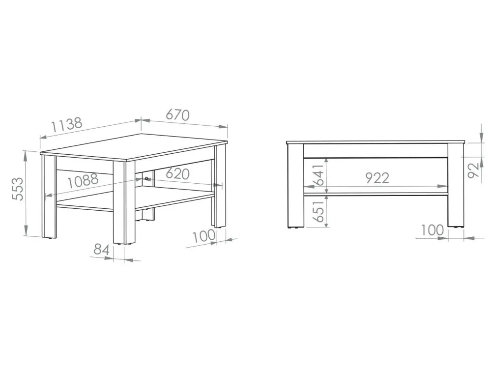 Ława BIANKA 114x67 sosna śnieżna/szary z półką I sklep meblowy MIRAT. styl SKANDYNAWSKI kolekcja BIANKA