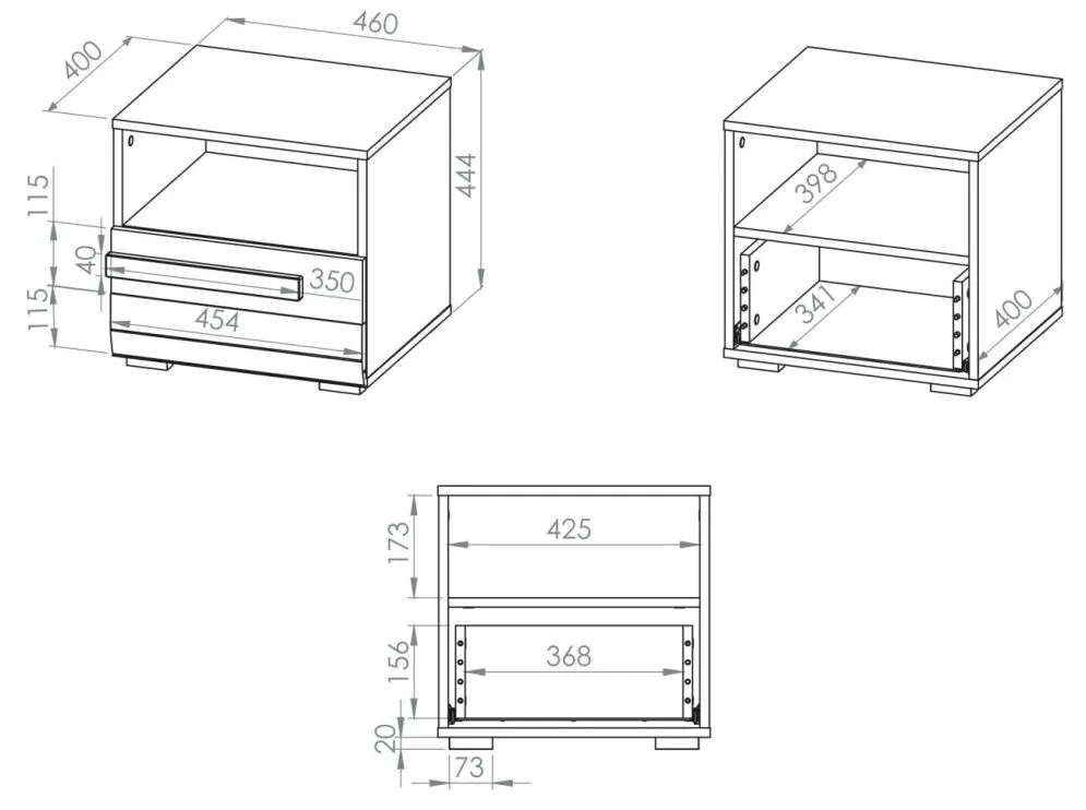 Szafka nocna BIANKA sosna śnieżna/szara z półką do sypialni I sklep meblowy MIRAT. kolekcja BIANKA