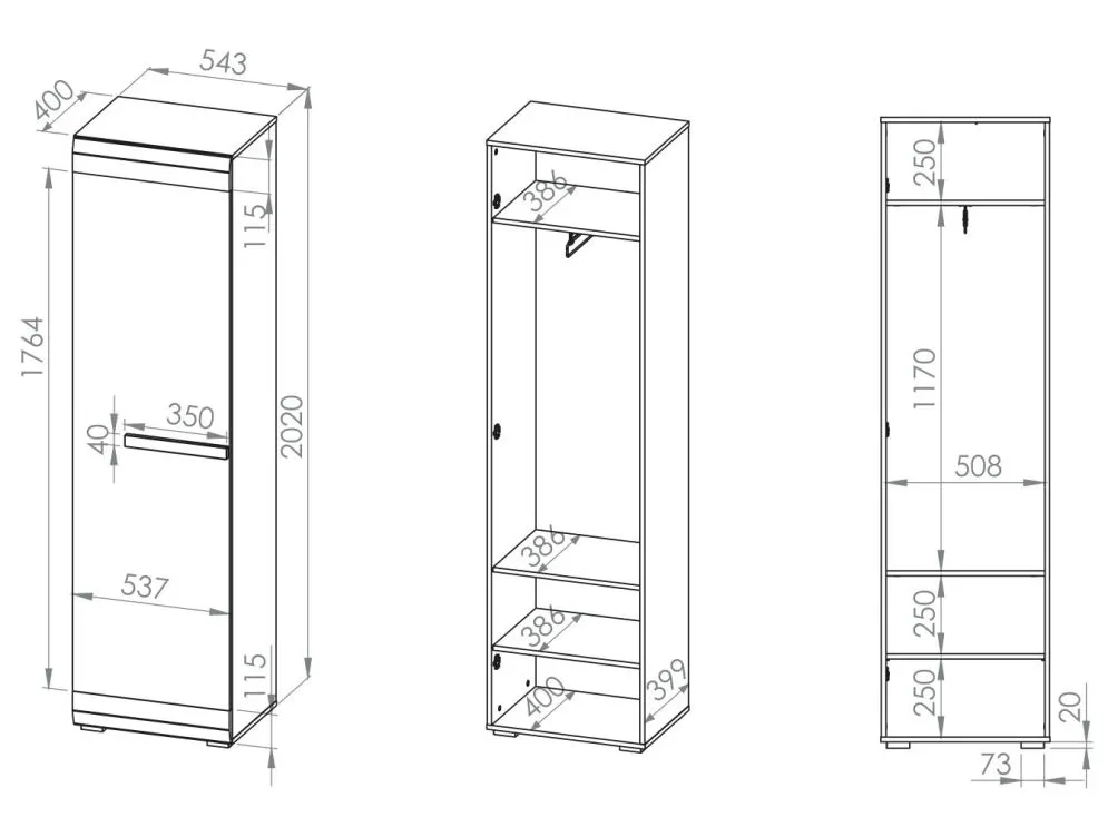 Szafa BIANKA 1D sosna śnieżna/szara jednodrzwiowa I sklep meblowy MIRAT. styl SKANDYNAWSKI kolekcja BIANKA