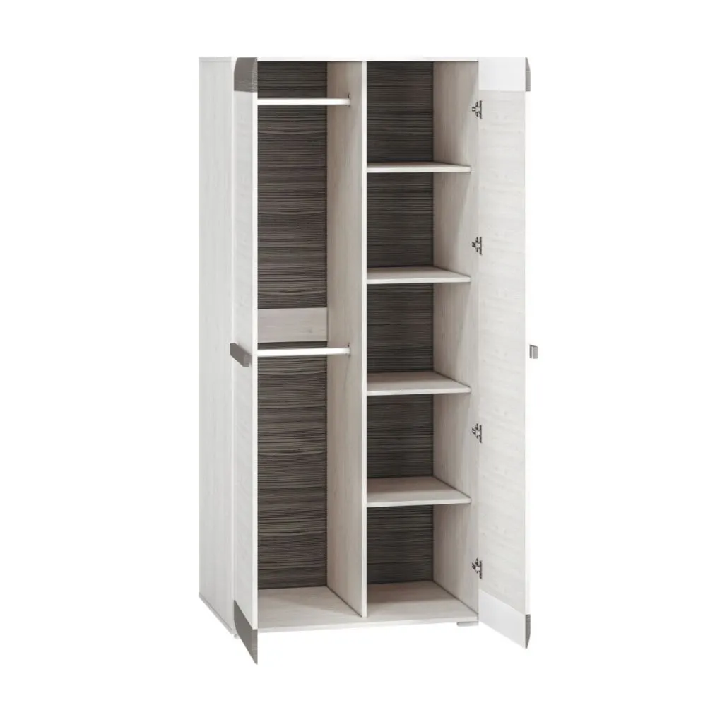 Szafa BIANKA 2D sosna śnieżna/szara dwudrzwiowa do salonu I sklep meblowy MIRAT. styl SKANDYNAWSKI kolekcja BIANKA