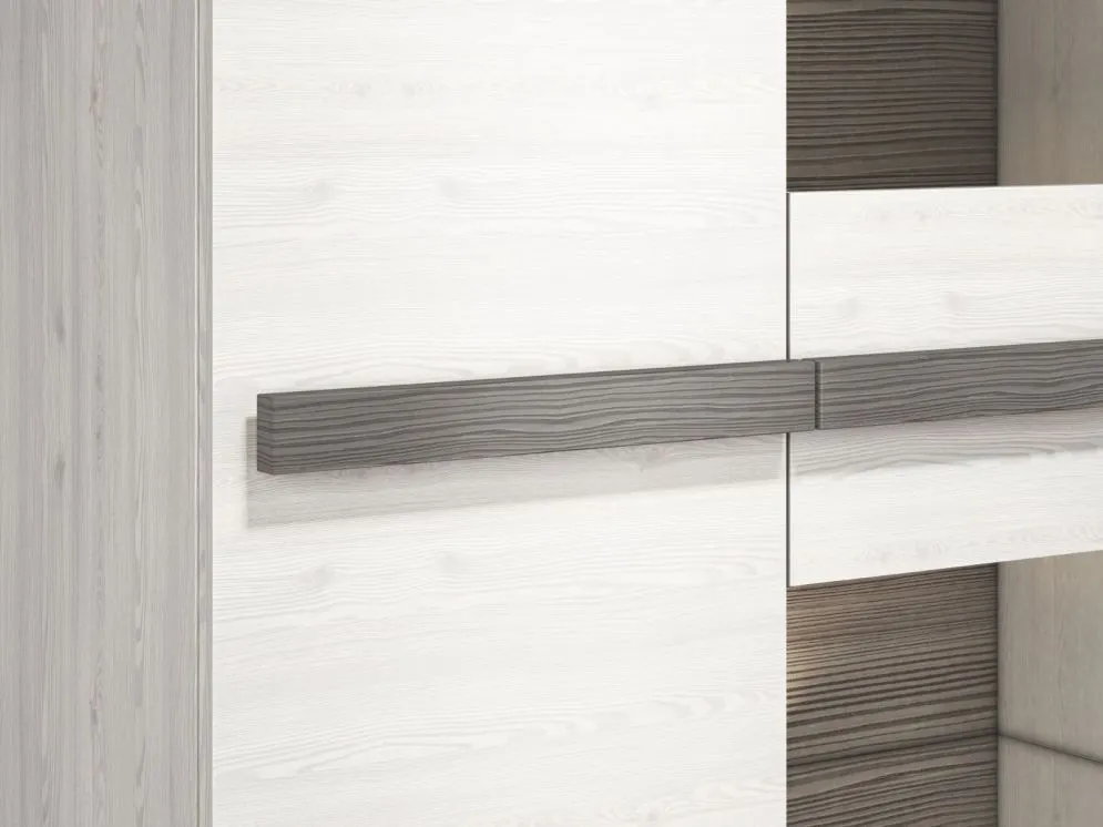 Witryna niska BIANKA sosna śnieżna/szary do salonu I sklep meblowy MIRAT. styl SKANDYNAWSKI kolekcja BIANKA