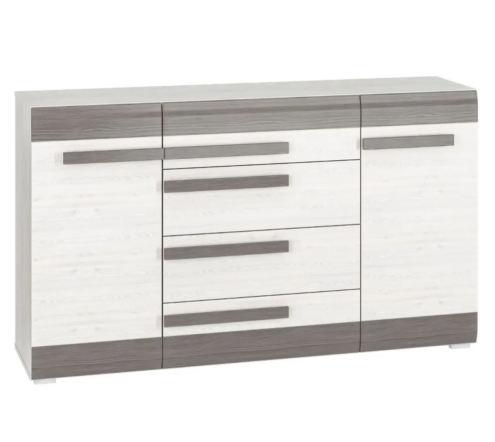 Komoda BIANKA 2D4S 165 sosna śnieżna/szara do sypialni I sklep meblowy MIRAT. styl SKANDYNAWSKI kolekcja BIANKA