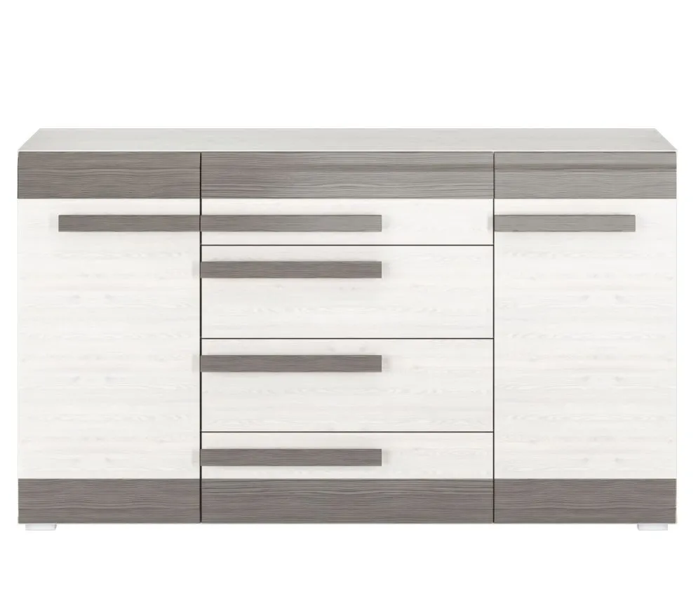 Komoda BIANKA 2D4S 165 sosna śnieżna/szara do sypialni I sklep meblowy MIRAT. styl SKANDYNAWSKI kolekcja BIANKA