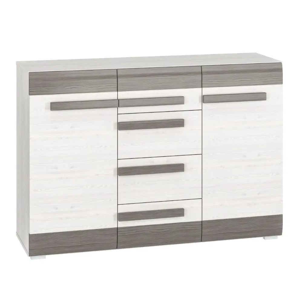 Komoda BIANKA 2D4S 138 sosna śnieżna/szara w stylu skandynawskim I sklep meblowy MIRAT. styl SKANDYNAWSKI kolekcja BIANKA