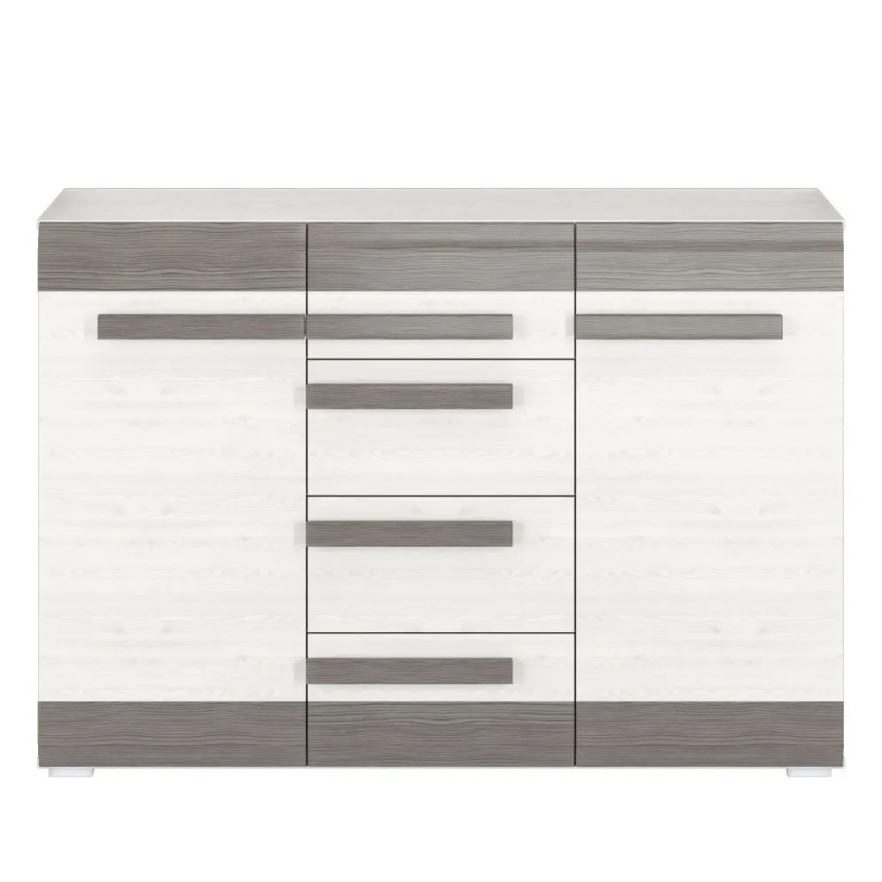 Komoda BIANKA 2D4S 138 sosna śnieżna/szara w stylu skandynawskim I sklep meblowy MIRAT. styl SKANDYNAWSKI kolekcja BIANKA