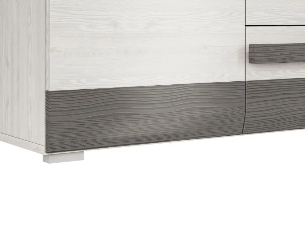 Komoda BIANKA 2D4S 138 sosna śnieżna/szara w stylu skandynawskim I sklep meblowy MIRAT. styl SKANDYNAWSKI kolekcja BIANKA