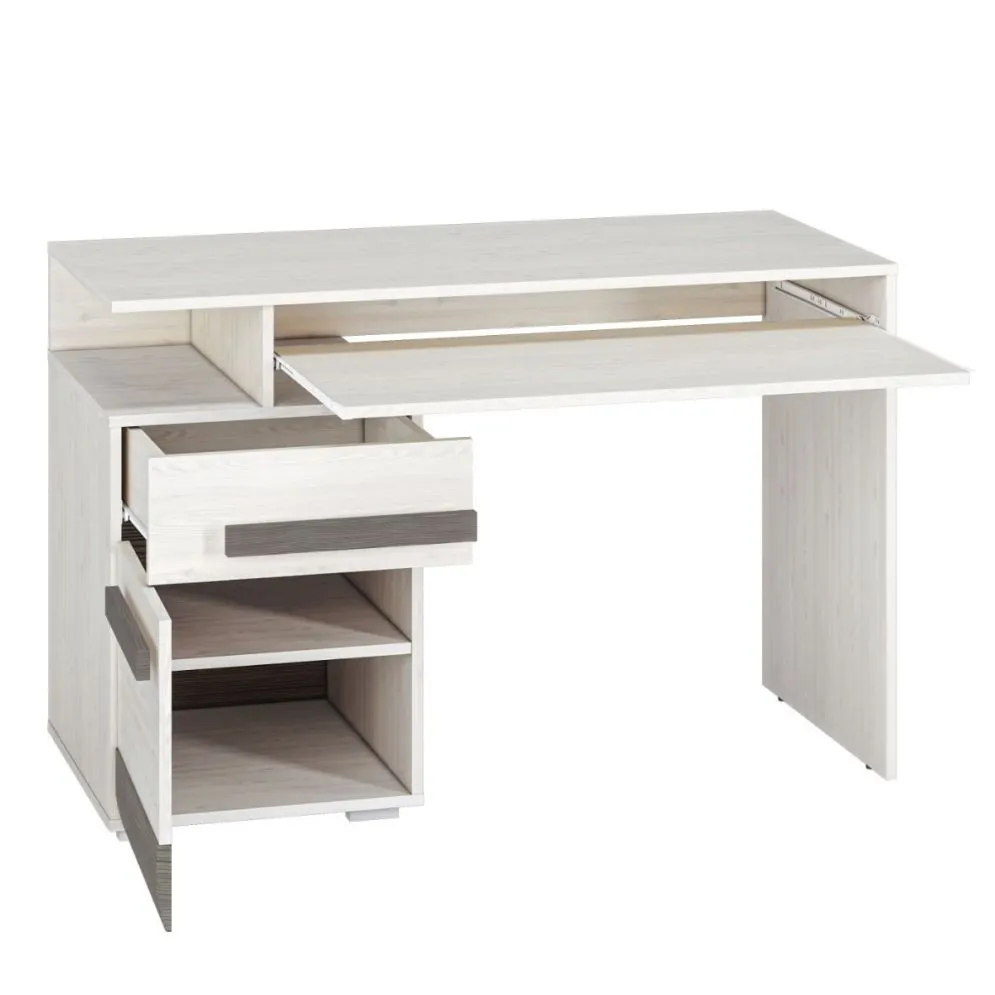 Biurko BIANKA sosna śnieżna/szare z półką na klawiaturę I sklep meblowy MIRAT. styl SKANDYNAWSKI kolekcja BIANKA