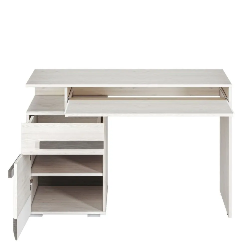 Biurko BIANKA sosna śnieżna/szare z półką na klawiaturę I sklep meblowy MIRAT. styl SKANDYNAWSKI kolekcja BIANKA