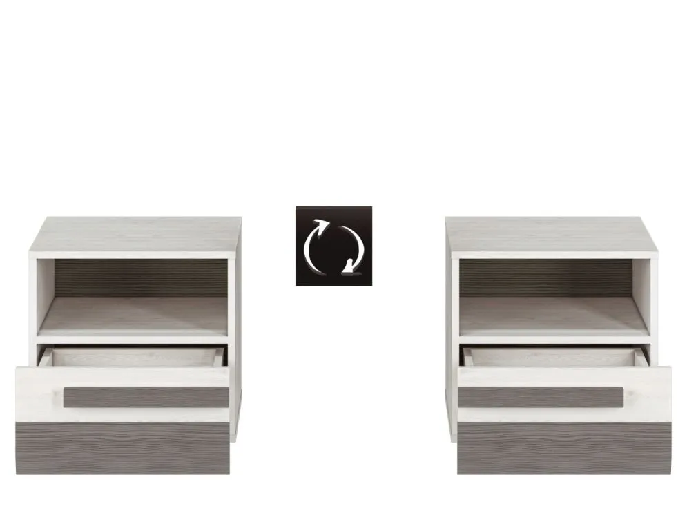 Szafka nocna BIANKA sosna śnieżna/szara z półką do sypialni I sklep meblowy MIRAT. kolekcja BIANKA
