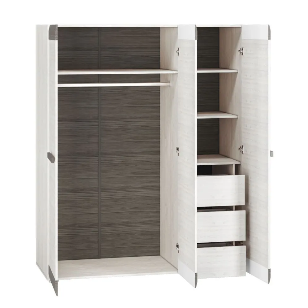 Szafa BIANKA 3D sosna śnieżna/szara z szufladami I sklep meblowy MIRAT. styl SKANDYNAWSKI kolekcja BIANKA