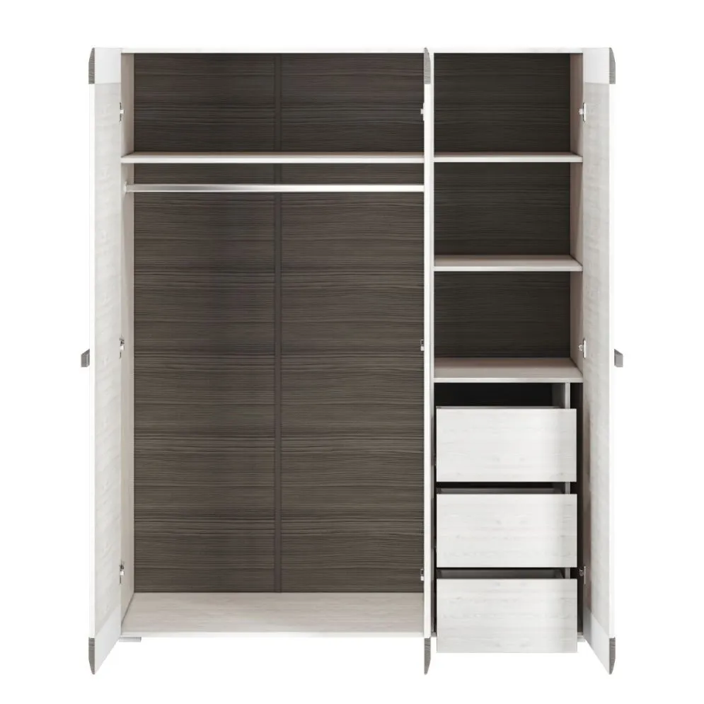 Szafa BIANKA 3D sosna śnieżna/szara z szufladami I sklep meblowy MIRAT. styl SKANDYNAWSKI kolekcja BIANKA