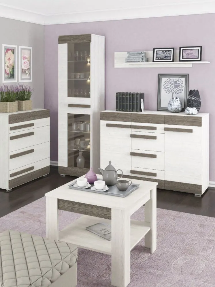 Komoda BIANKA 2D4S 138 sosna śnieżna/szara w stylu skandynawskim I sklep meblowy MIRAT. styl SKANDYNAWSKI kolekcja BIANKA