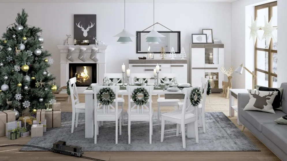 Witryna niska BIANKA sosna śnieżna/szary do salonu I sklep meblowy MIRAT. styl SKANDYNAWSKI kolekcja BIANKA