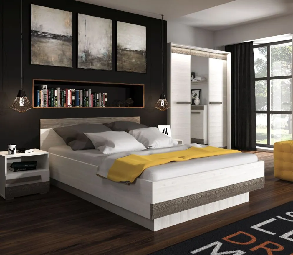 Szafa BIANKA 3D sosna śnieżna/szara z szufladami I sklep meblowy MIRAT. styl SKANDYNAWSKI kolekcja BIANKA