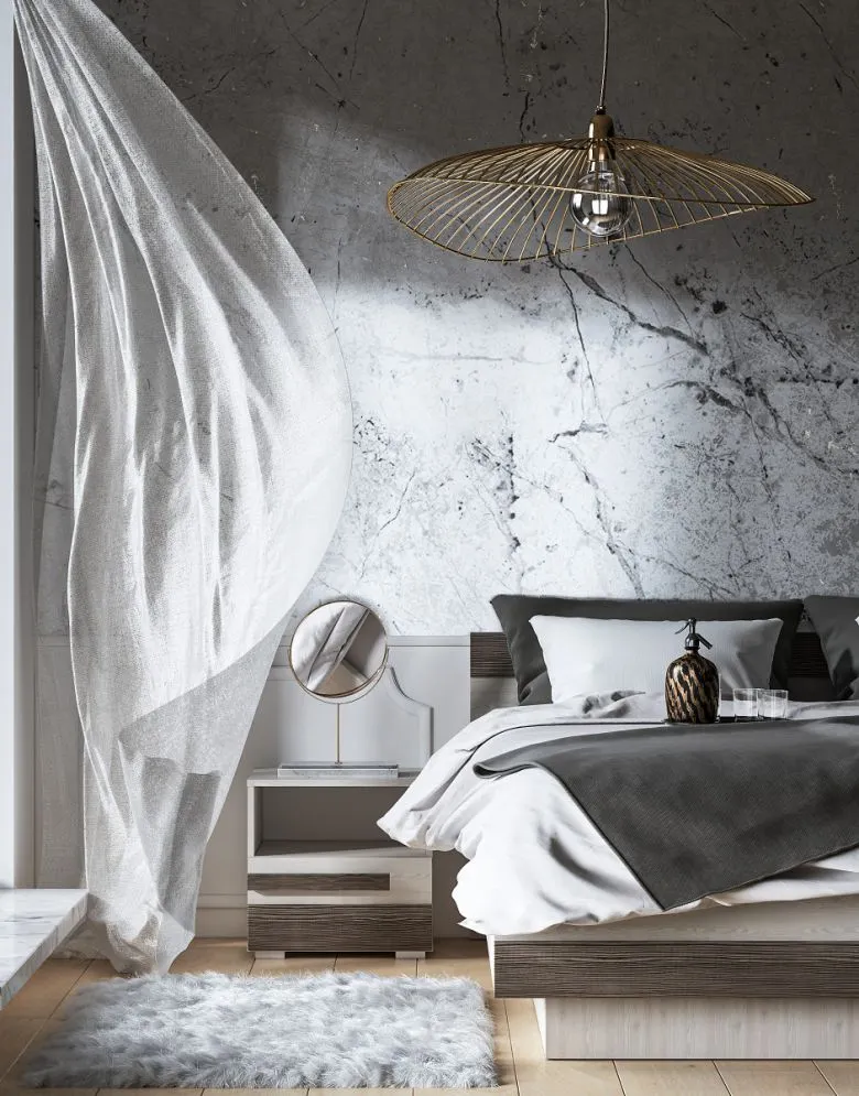 Szafka nocna BIANKA sosna śnieżna/szara z półką do sypialni I sklep meblowy MIRAT. kolekcja BIANKA