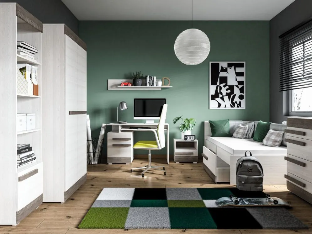 Biurko BIANKA sosna śnieżna/szare z półką na klawiaturę I sklep meblowy MIRAT. styl SKANDYNAWSKI kolekcja BIANKA