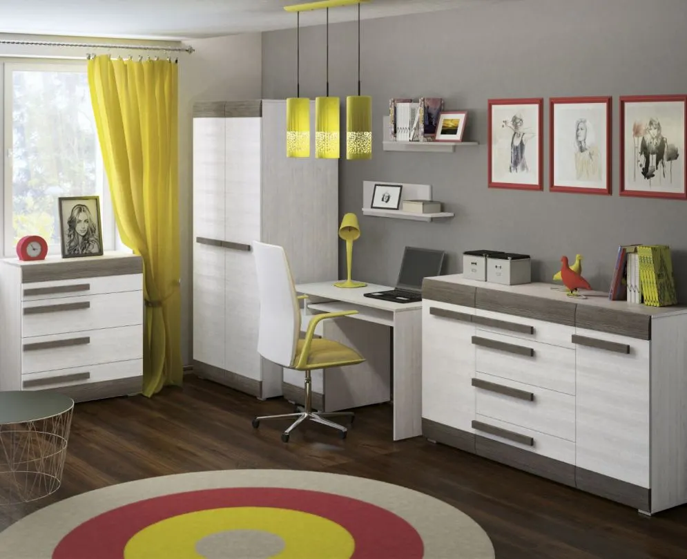 Biurko BIANKA sosna śnieżna/szare z półką na klawiaturę I sklep meblowy MIRAT. styl SKANDYNAWSKI kolekcja BIANKA