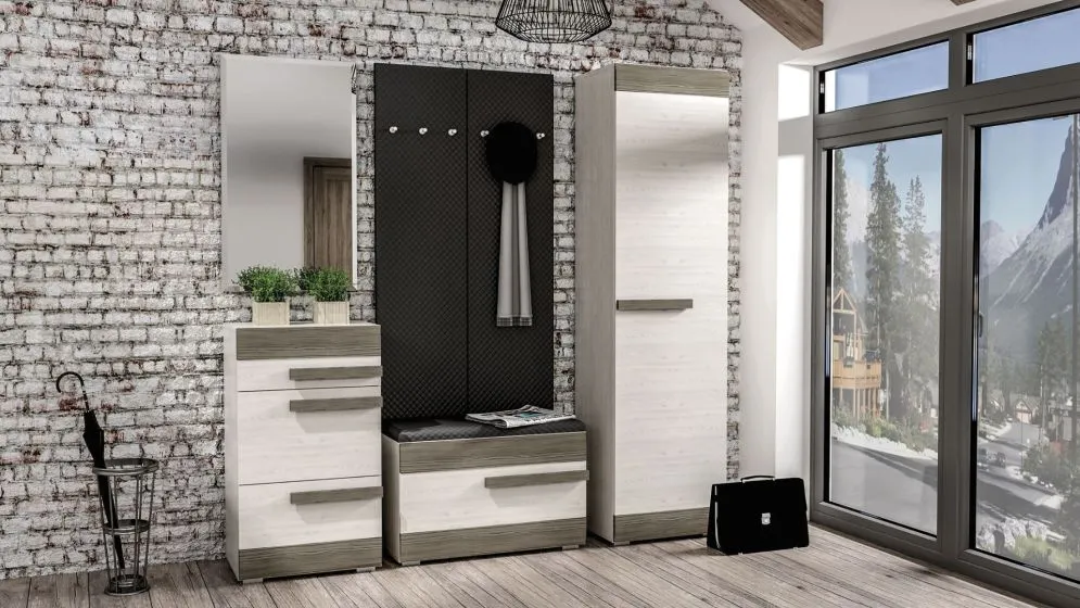 Szafa BIANKA 1D sosna śnieżna/szara bieliźniarka na ubrania I sklep meblowy MIRAT. styl SKANDYNAWSKI kolekcja BIANKA