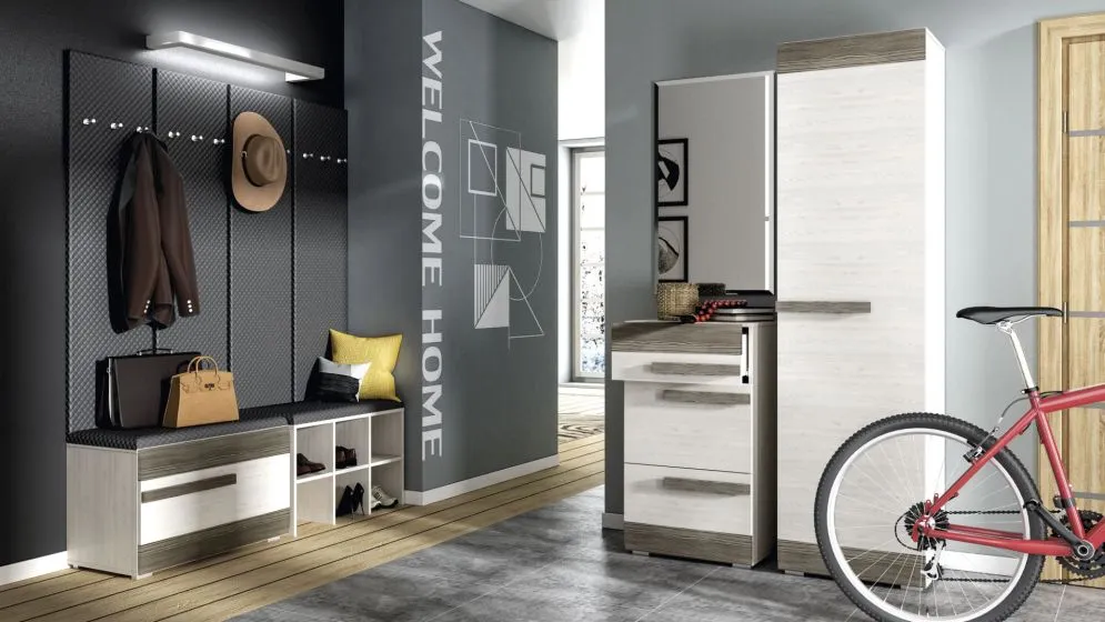 Szafka na buty BIANKA 1D sosna śnieżna/szara do korytarza I sklep meblowy MIRAT. styl SKANDYNAWSKI kolekcja BIANKA