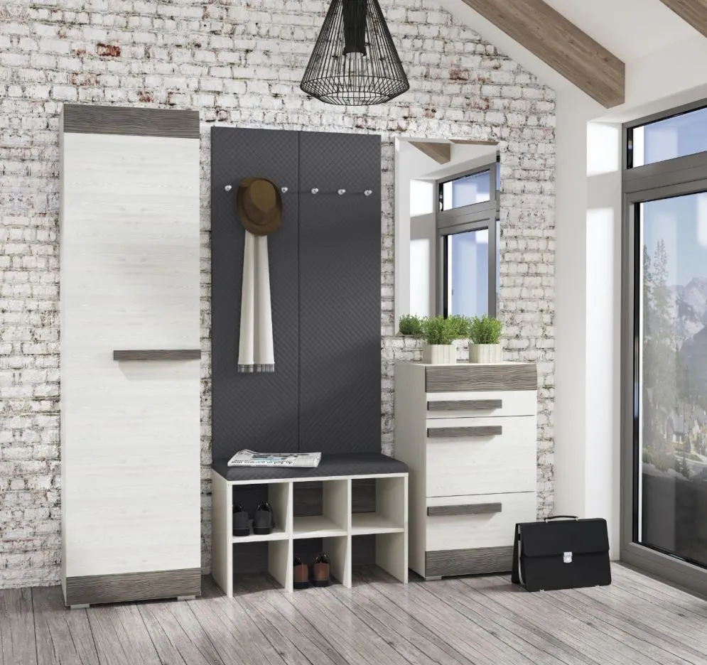 Szafka na buty BIANKA 1S2D sosna śnieżna/szara polskiej produkcji I sklep meblowy MIRAT. styl SKANDYNAWSKI kolekcja BIANKA