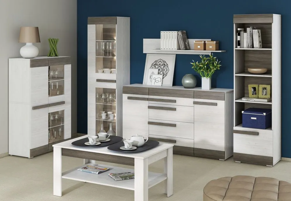 Komoda BIANKA 2D4S 165 sosna śnieżna/szara do sypialni I sklep meblowy MIRAT. styl SKANDYNAWSKI kolekcja BIANKA