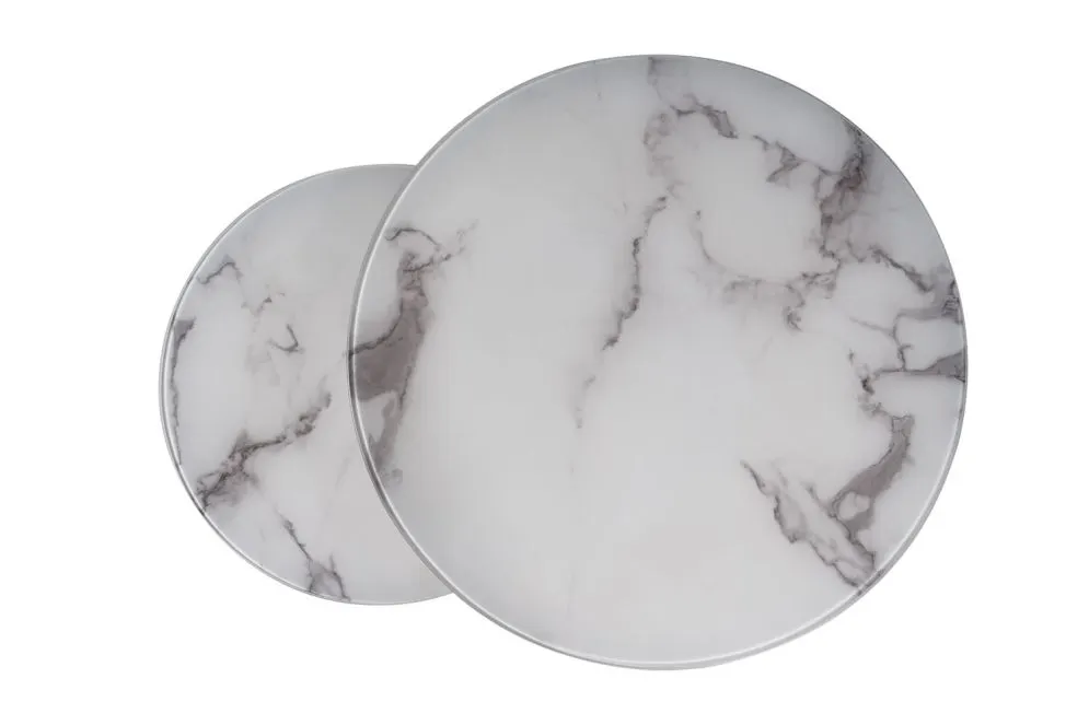 Zestaw 2 ław ATLANTA B II biały marmur/chrom I sklep meblowy MIRAT. styl GLAMOUR