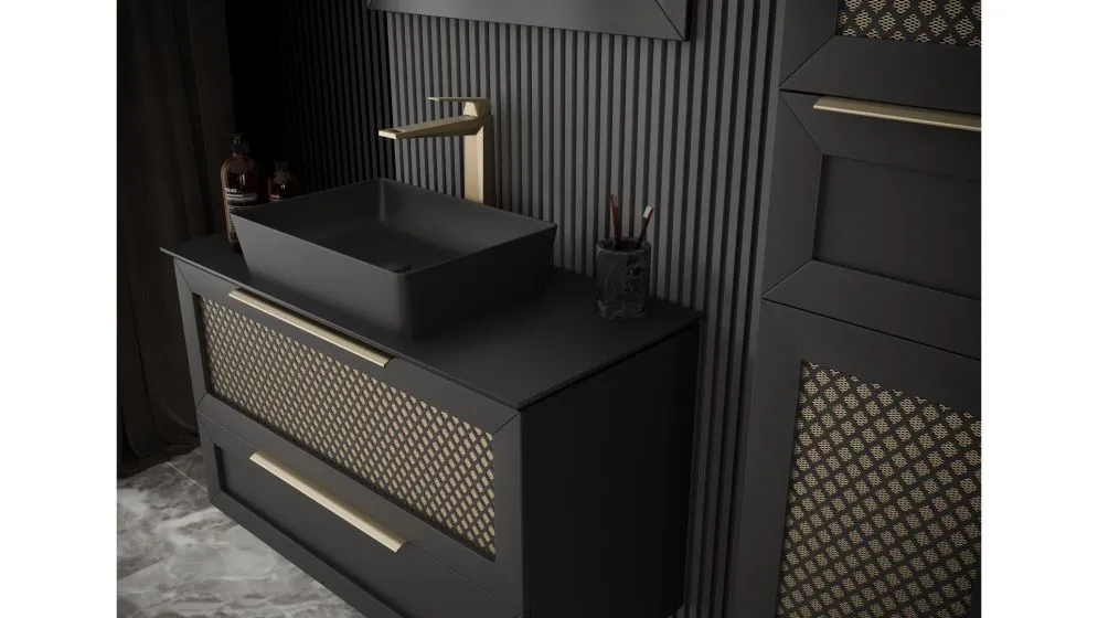 Blat łazienkowy kompaktowy 60 cm czarny z fazą 45° solidny | MIRAT