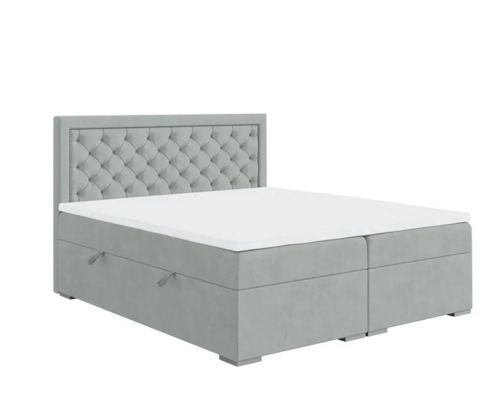 Łóżko kontynentalne EKSPRESJO 180 szare velvet z pojemnikiem | MIRAT. w stylu GLAMOUR kolekcja