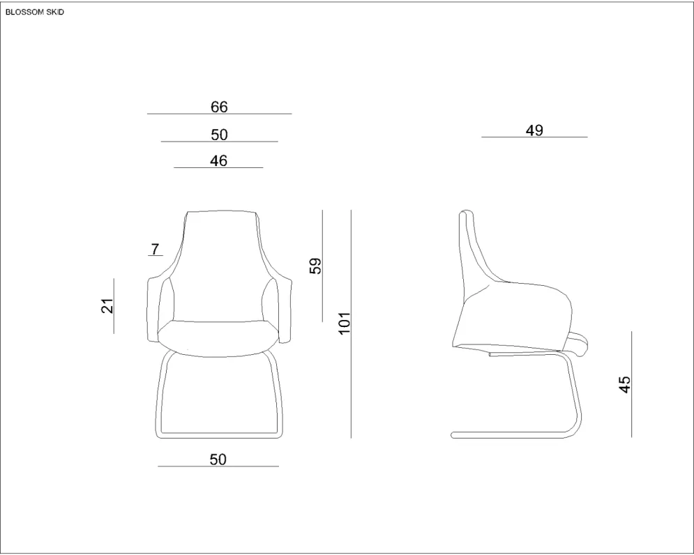 Fotel BLOSSOM SKID czarny biurowy | MIRAT.