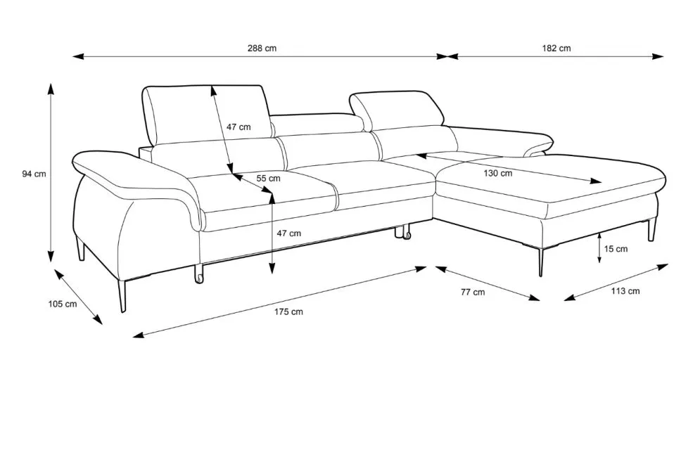 Narożnik z funkcją spania SIMON M ciemny szary prawy/lewy I sklep meblowy MIRAT.