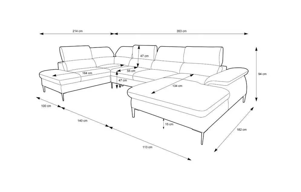 Narożnik z funkcją spania SIMON U2 granatowy prawy/lewy I sklep meblowy MIRAT.
