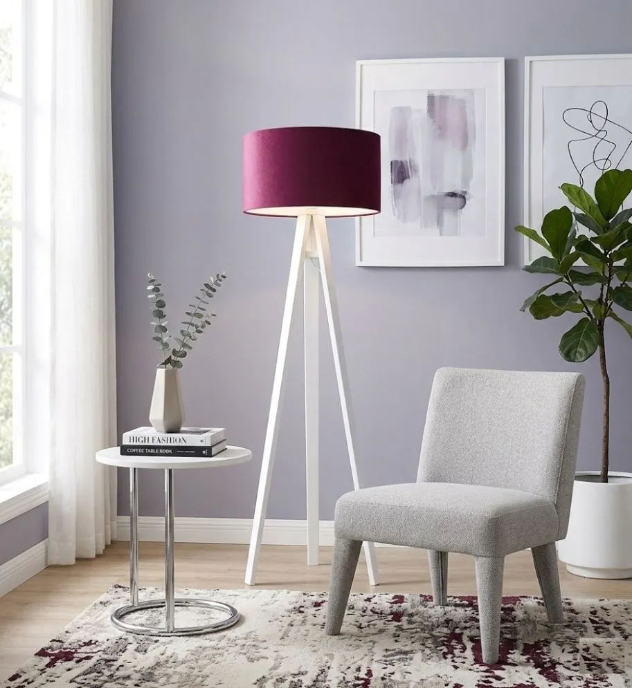 Lampa stojąca HOME 40 fioletowa/biała/biała welurowa | MIRAT.