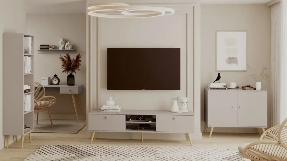 Biurko LEBEL kaszmirowe z szufladami I sklep meblowy MIRAT. styl SKANDYNAWSKI kolekcja LEBEL