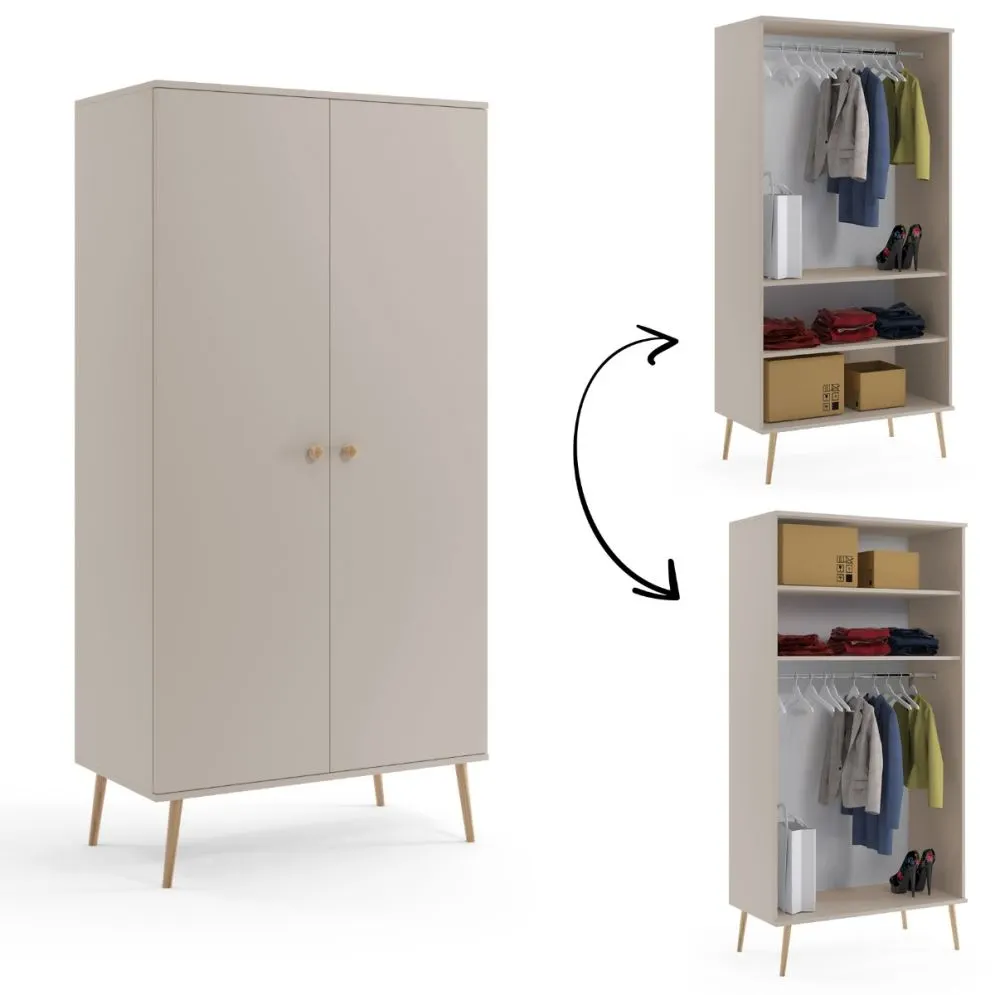 Szafa LEBEL z drążkiem 100cm kaszmirowa w stylu boho I sklep meblowy MIRAT. styl SKANDYNAWSKI kolekcja LEBEL