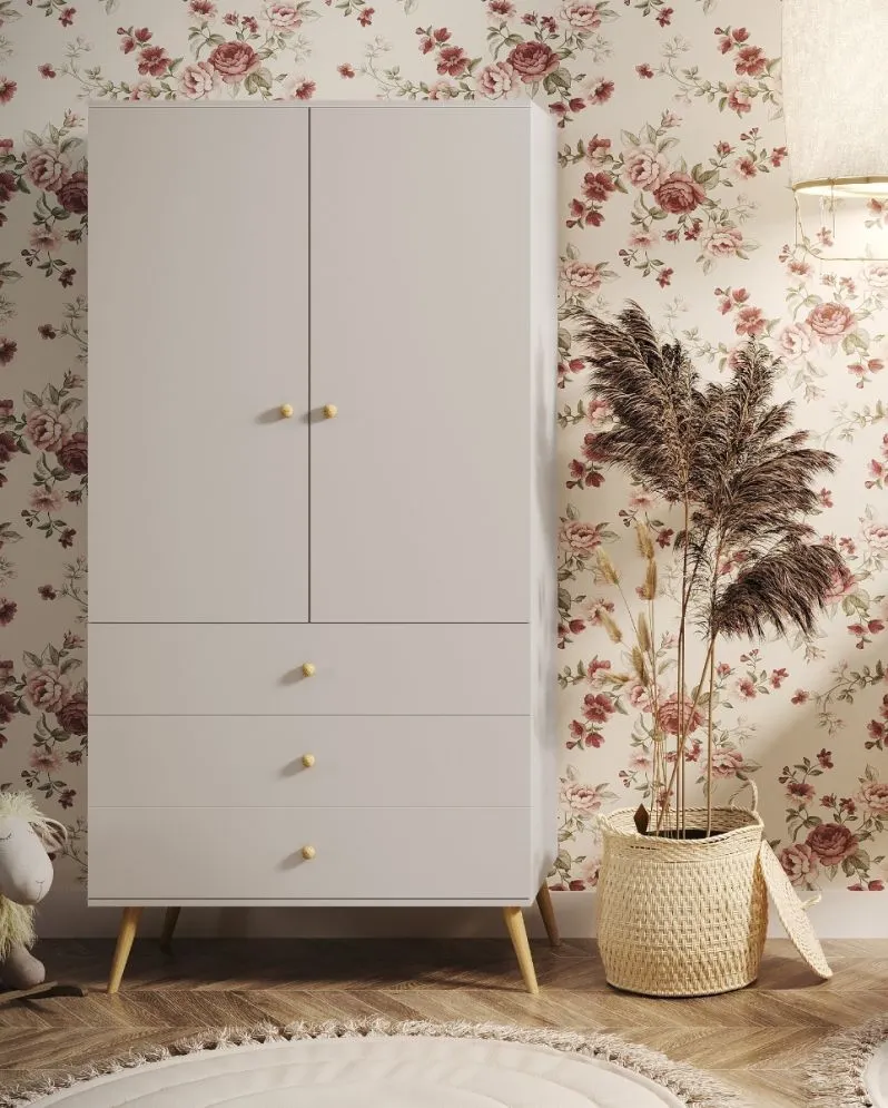 Szafa LEBEL z szufladami 3SZ 100cm kaszmirowa do salonu I sklep meblowy MIRAT. styl SKANDYNAWSKI kolekcja LEBEL