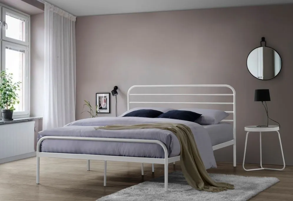 Łóżko metalowe BOLONIA 140x200 białe dwuosobowe I sklep meblowy MIRAT.