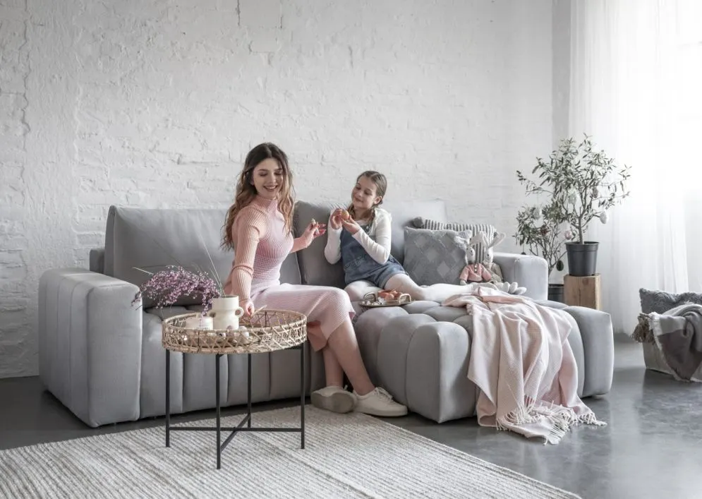 Narożnik z funkcją spania BONETT VELVET szary prawy z pojemnikiem na pościel | MIRAT. w stylu GLAMOUR kolekcja