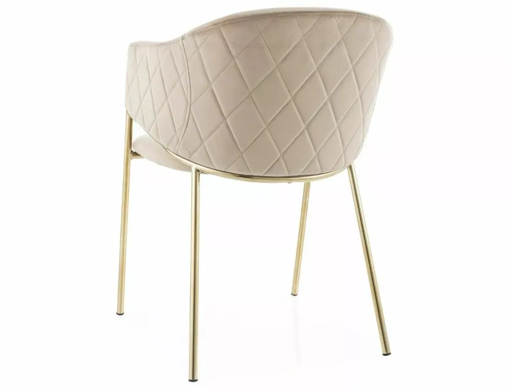 Krzesło tapicerowane BONO VELVET beżowe/złote w stylu glamour I sklep meblowy MIRAT. styl GLAMOUR