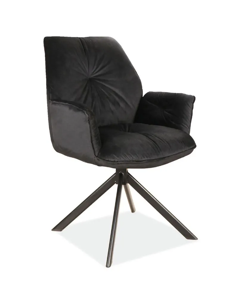 Krzesło tapicerowane BOOGIE II VELVET czarne welurowe w stylu glamour | MIRAT. styl GLAMOUR, LOFT