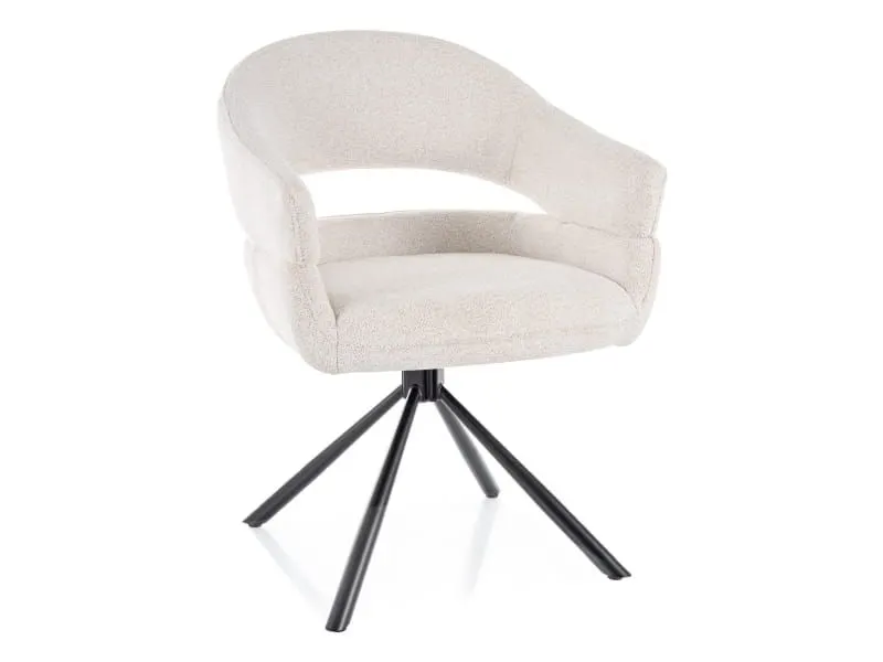 Jasnobeżowe krzesło do jadalni BORGO Raven z podłokietnikami | MIRAT styl LOFT